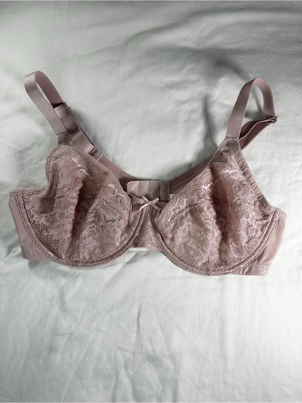HSIA Lace Unlined Underwire Bra in Dusty Rose with Bow Detail